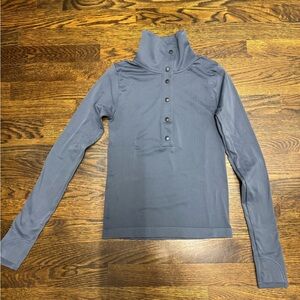 Athleta Flurry Seamless Henley, XXS, Granite Blue, New Without Tags